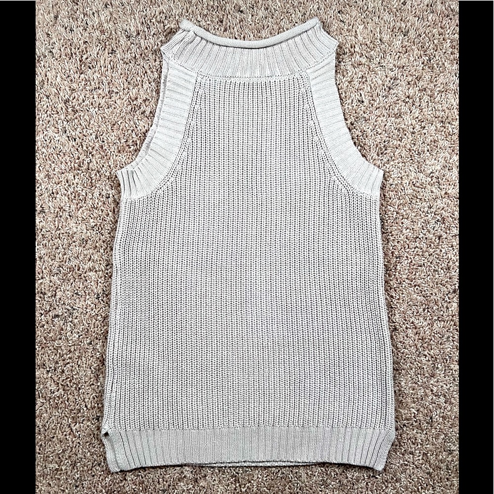 High neck, sleeveless tank sweater
